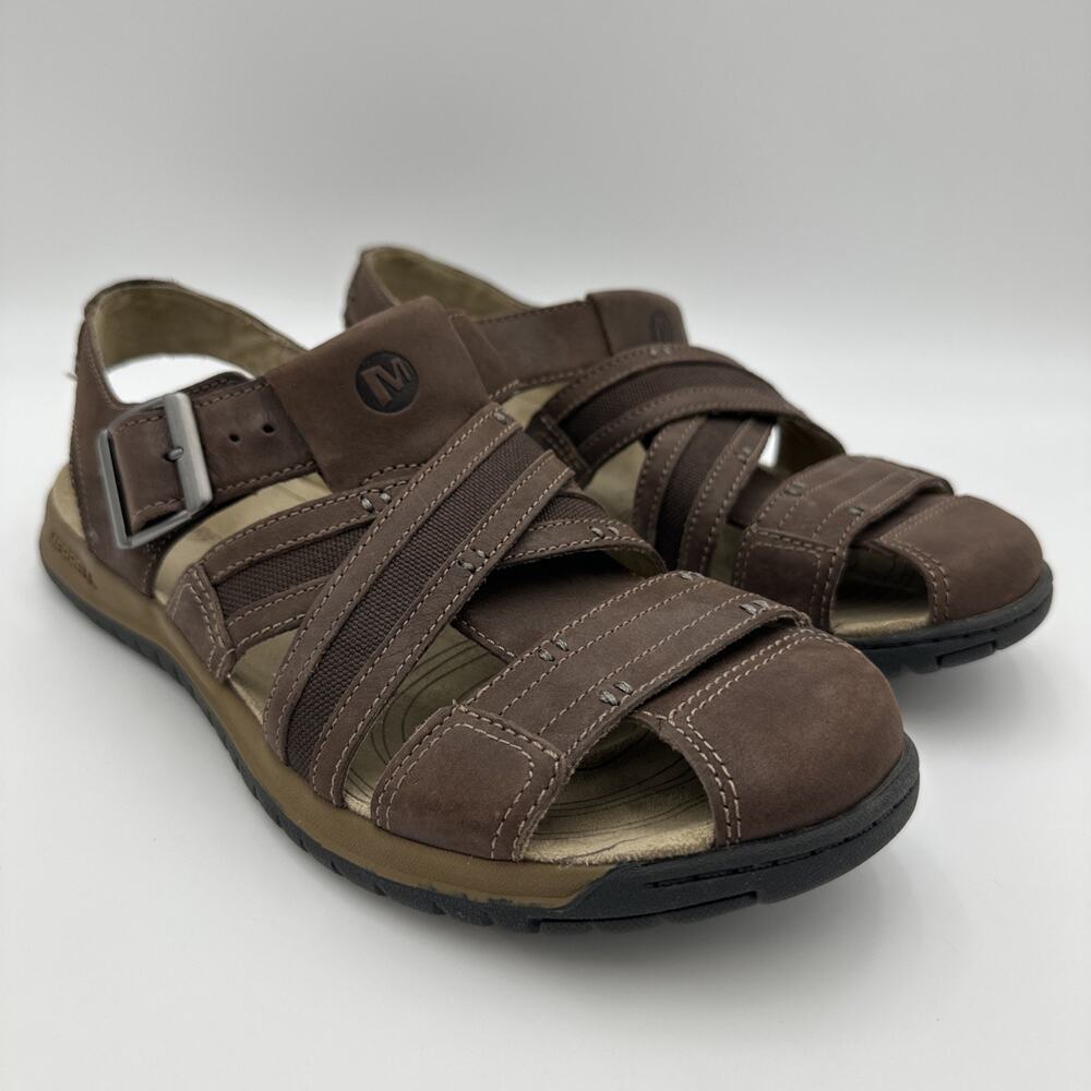 Merrell Men's Espresso Brown Suede Fisherman Sandals Size 11